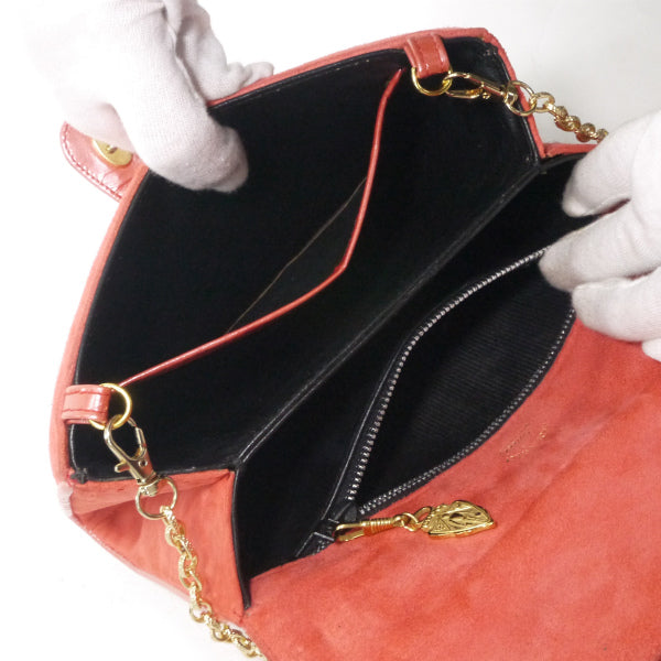 OLD Gucci　チェーン付きスエード2WAYミニバッグ（赤）