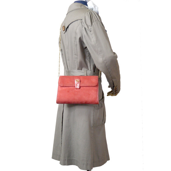 OLD Gucci　チェーン付きスエード2WAYミニバッグ（赤）