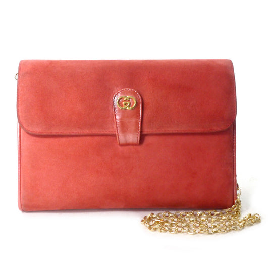 OLD Gucci　チェーン付きスエード2WAYミニバッグ（赤）