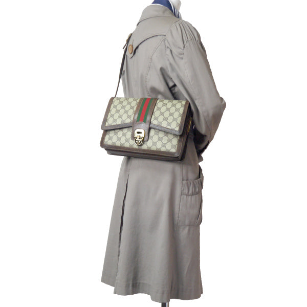 OLD Gucci レア!GGロック金具シェリーショルダー（茶）