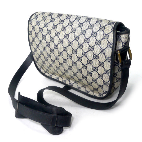 OLD Gucci 　ビット金具×シェリーベルト留めショルダー（青）