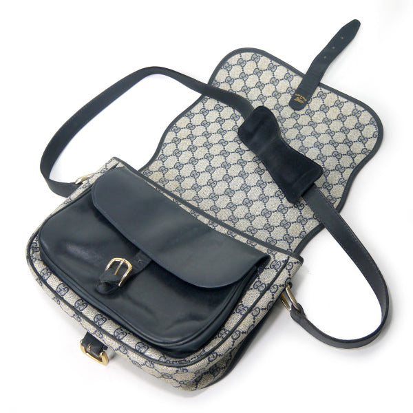OLD Gucci 　ビット金具×シェリーベルト留めショルダー（青）