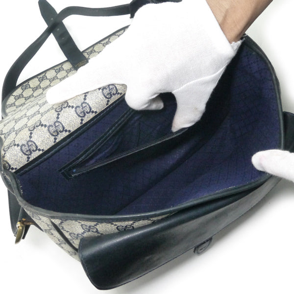OLD Gucci 　ビット金具×シェリーベルト留めショルダー（青）