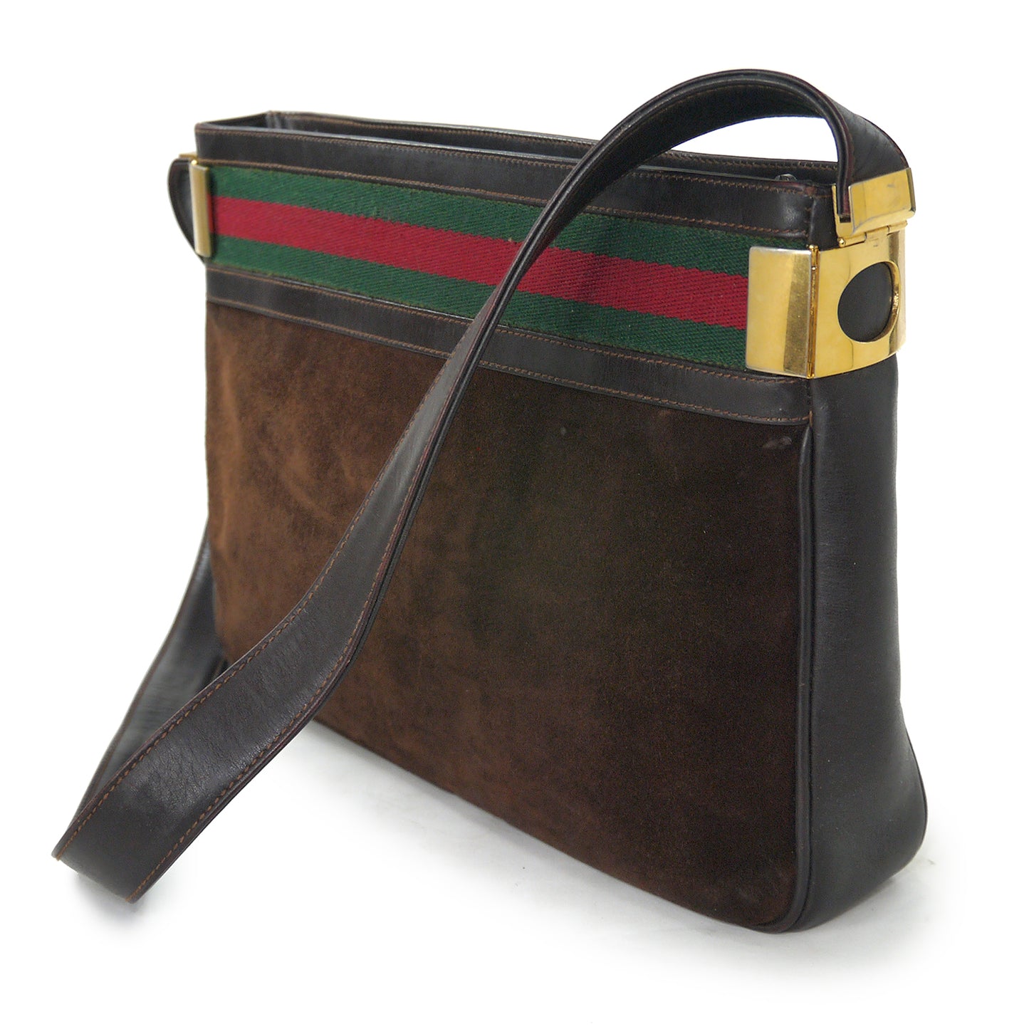 OLD Gucci 70sサイドG金具スエードショルダー（茶）