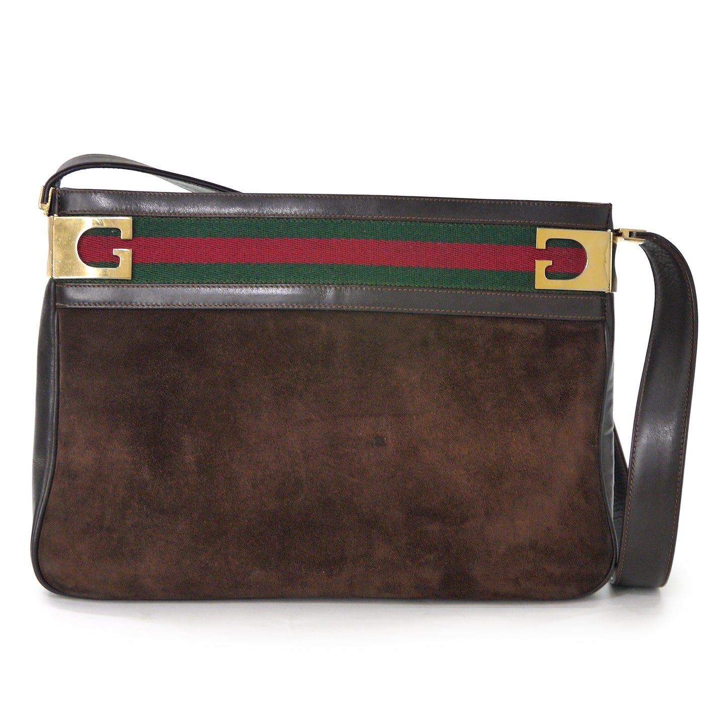 OLD Gucci 70sサイドG金具スエードショルダー（茶）