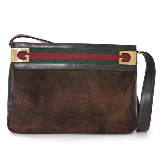 OLD Gucci 70sサイドG金具スエードショルダー（茶）