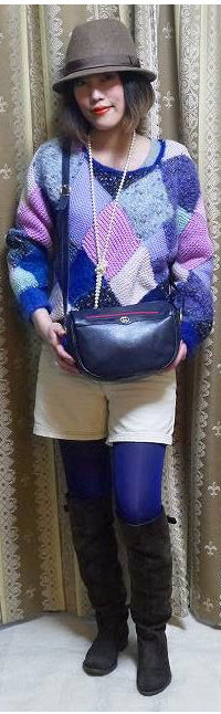 OLD Gucci 総革ネイビー半月ショルダー