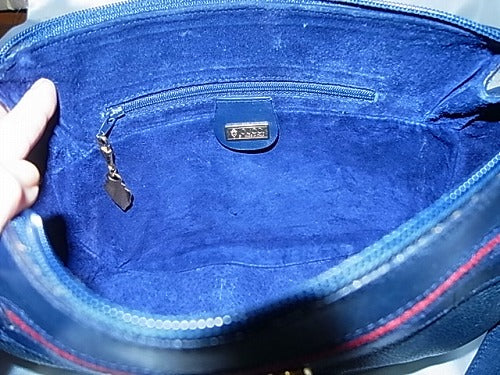 OLD Gucci 総革ネイビー半月ショルダー