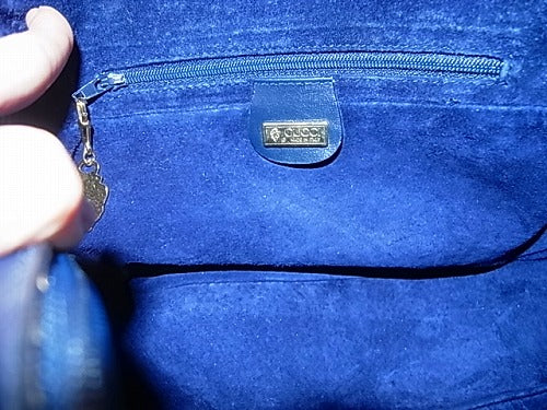 OLD Gucci 総革ネイビー半月ショルダー