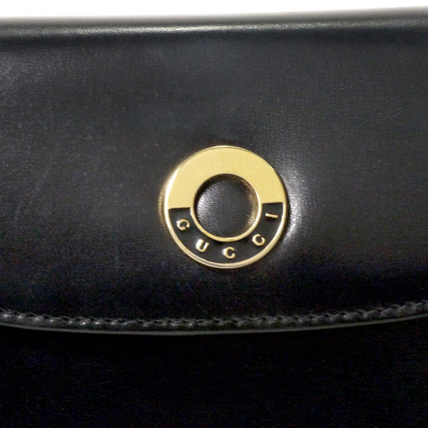 OLD Gucci サークルロゴ金具総革チェーンミニバッグ（黒）