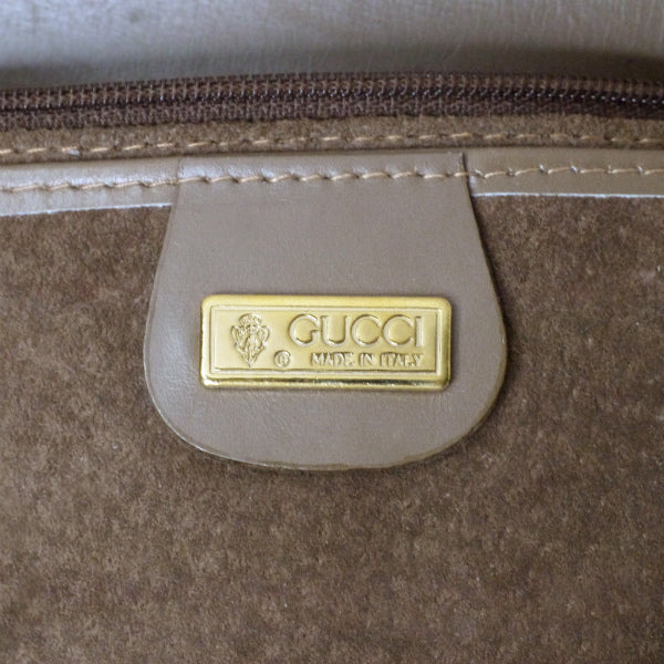 OLD Gucci アンティーク留め具レザーミニバッグ（ミルクティー）
