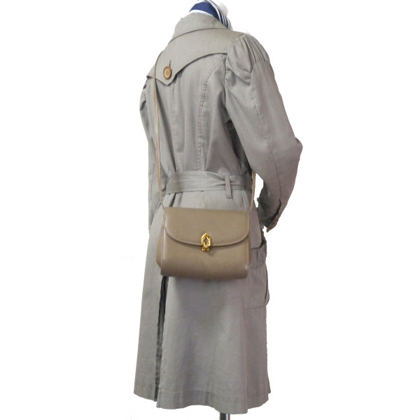 OLD Gucci アンティーク留め具レザーミニバッグ（ミルクティー）