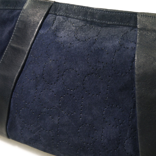 OLD Gucci　ロゴパンチングデザイン スエードショルダー（紺）