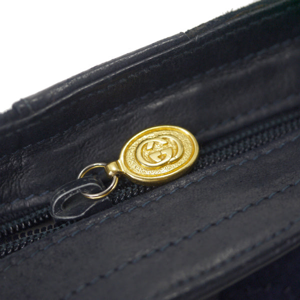 OLD Gucci　ロゴパンチングデザイン スエードショルダー（紺）
