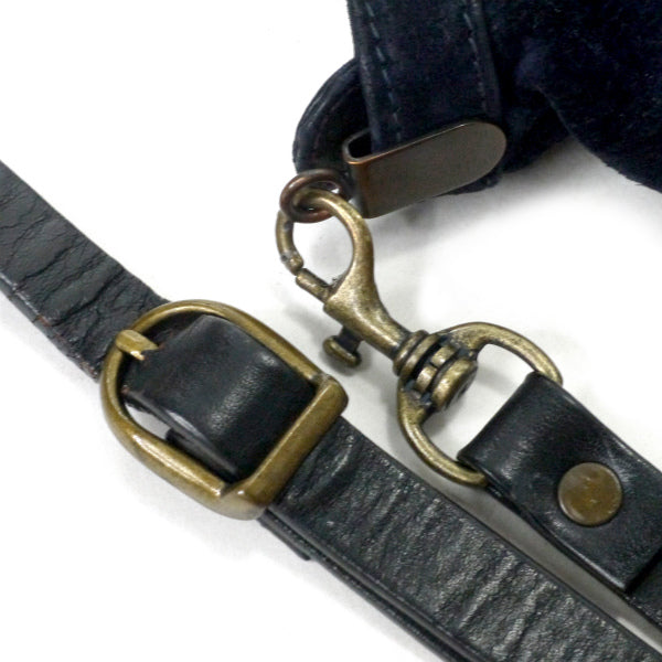 OLD Gucci　ロゴパンチングデザイン スエードショルダー（紺）