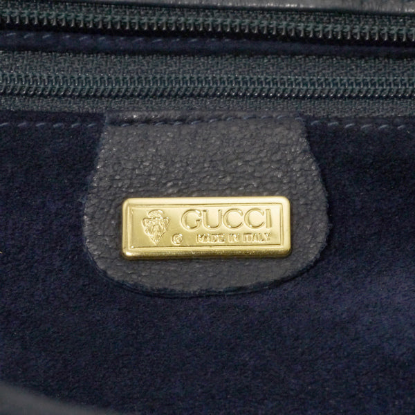 OLD Gucci　ロゴパンチングデザイン スエードショルダー（紺）