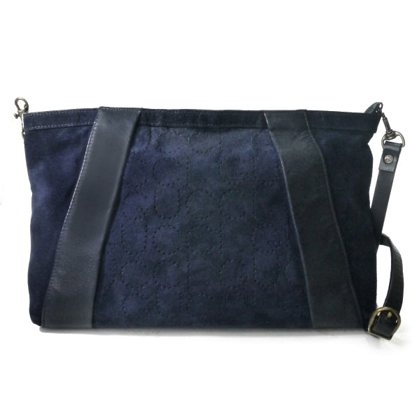 OLD Gucci　ロゴパンチングデザイン スエードショルダー（紺）