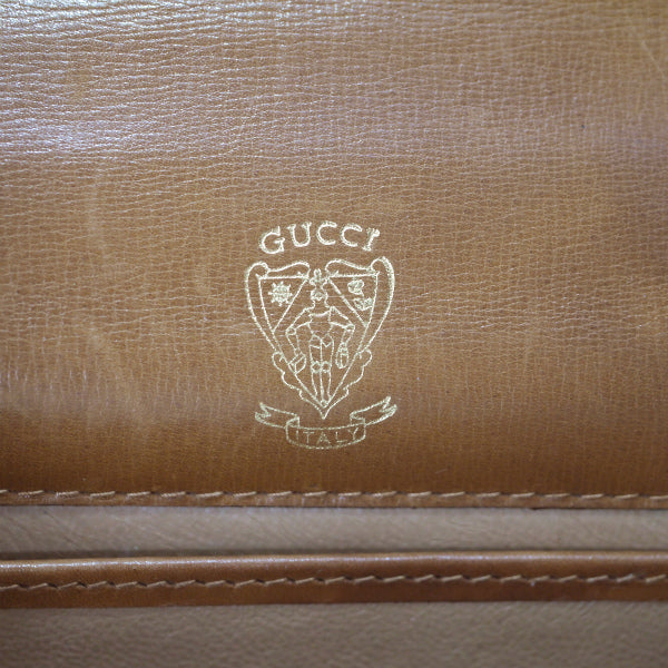 OLD Gucci GGロゴ金具総革チェーンミニバッグ（茶）