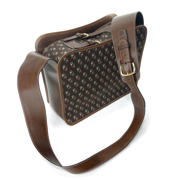 OLD Gucci　ピンク×白ビット柄カメラバッグ（茶）
