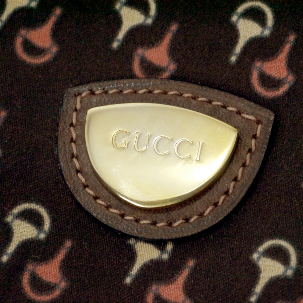 OLD Gucci　ピンク×白ビット柄カメラバッグ（茶）