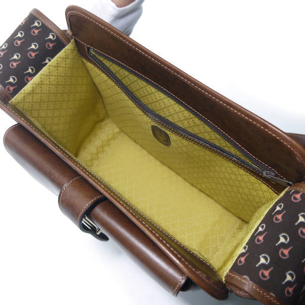OLD Gucci　ピンク×白ビット柄カメラバッグ（茶）