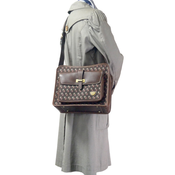 OLD Gucci　ピンク×白ビット柄カメラバッグ（茶）