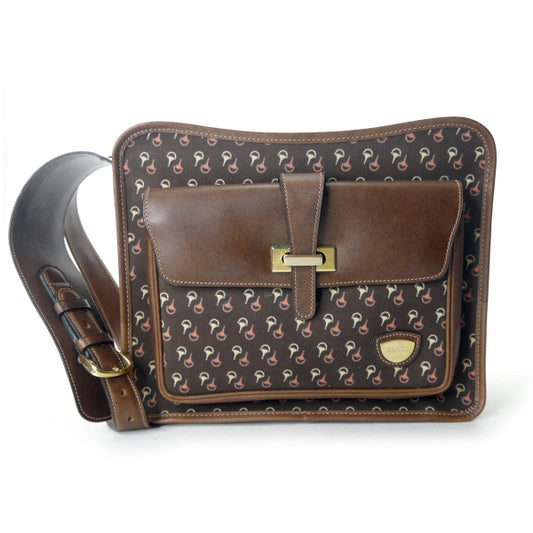 OLD Gucci　ピンク×白ビット柄カメラバッグ（茶）
