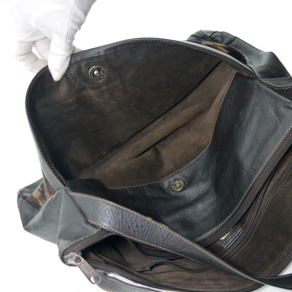 OLD Gucci 70sアニマル柄ハラコ大型トートバッグ（黒）