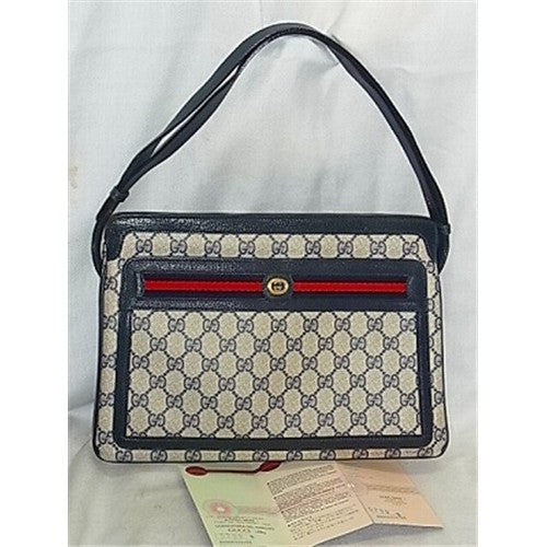 OLD Gucci ２ウエイ3層ショルダー（青・横シェリー）