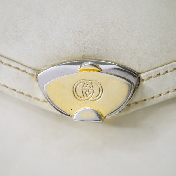 OLD Gucci　総革GGロゴ金具ハンドバッグ（オフホワイト）