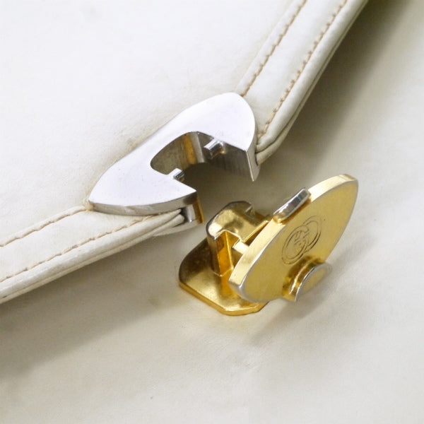 OLD Gucci　総革GGロゴ金具ハンドバッグ（オフホワイト）