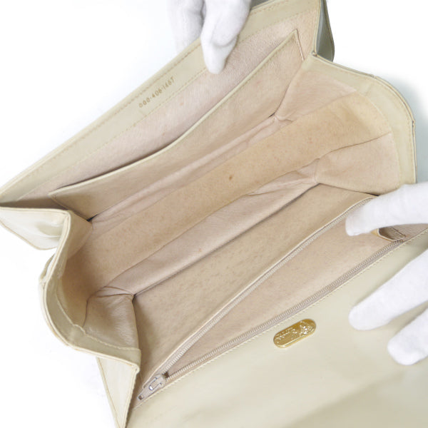 OLD Gucci　総革GGロゴ金具ハンドバッグ（オフホワイト）