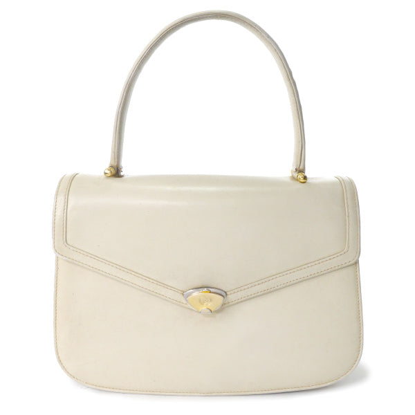 OLD Gucci　総革GGロゴ金具ハンドバッグ（オフホワイト）