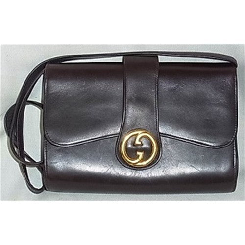 OLD Gucci こげ茶ワンショルダーＧマーク