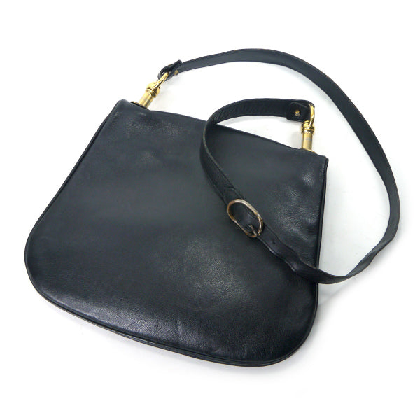 OLD Gucci  70s総革インターロッキングGショルダー（黒）