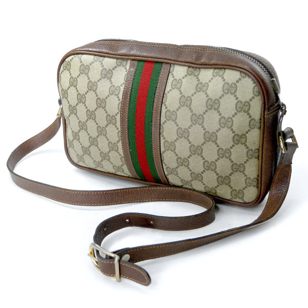 OLD Gucci 横長ショルダ−（縦シェリー・茶）