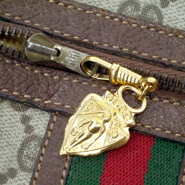 OLD Gucci 横長ショルダ−（縦シェリー・茶）