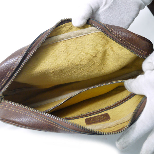 OLD Gucci 横長ショルダ−（縦シェリー・茶）