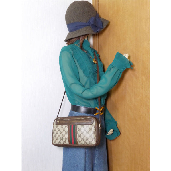 OLD Gucci 横長ショルダ−（縦シェリー・茶）