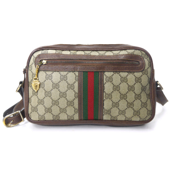 OLD Gucci 横長ショルダ−（縦シェリー・茶）