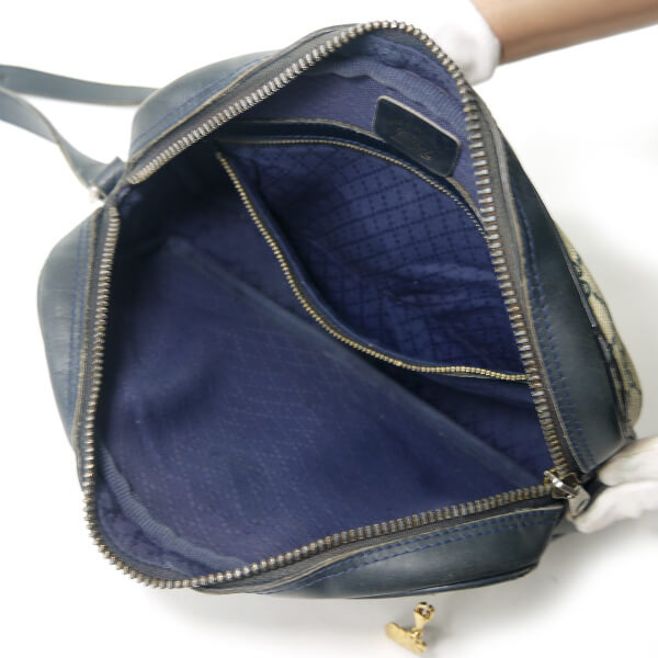 OLD Gucci 　横長ショルダ−（縦シェリー・青）