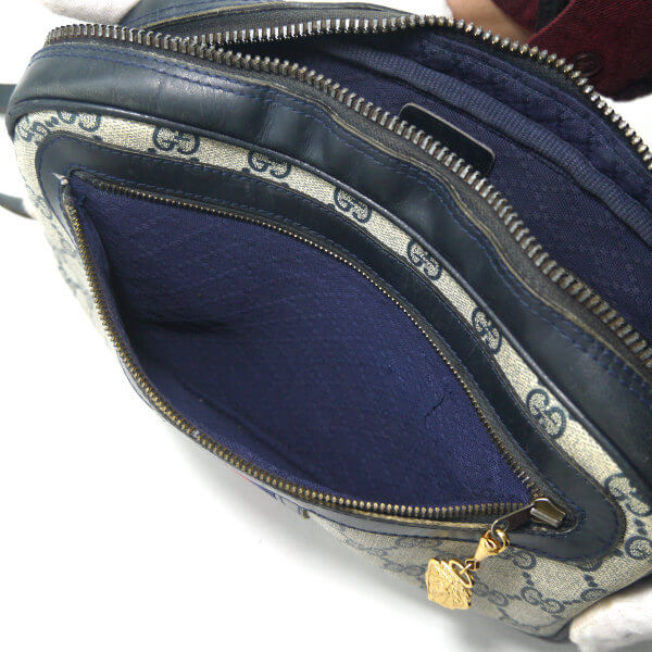 OLD Gucci 　横長ショルダ−（縦シェリー・青）
