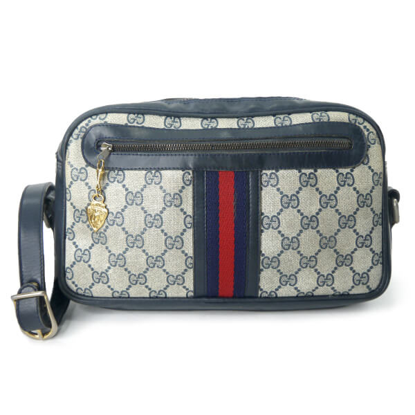 OLD Gucci 　横長ショルダ−（縦シェリー・青）