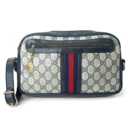 OLD Gucci 　横長ショルダ−（縦シェリー・青）