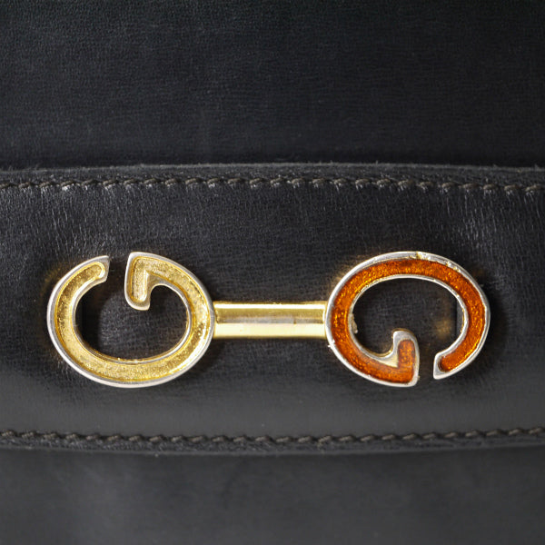 OLD Gucci　差し込みGG金具2WAY総革ショルダー（黒）