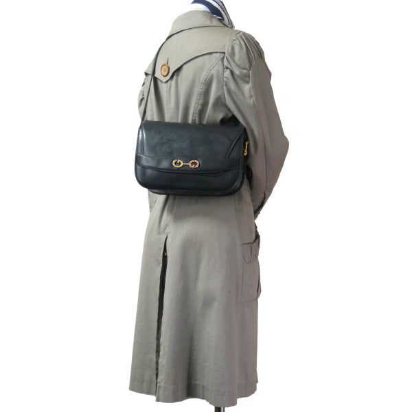 OLD Gucci　差し込みGG金具2WAY総革ショルダー（黒）