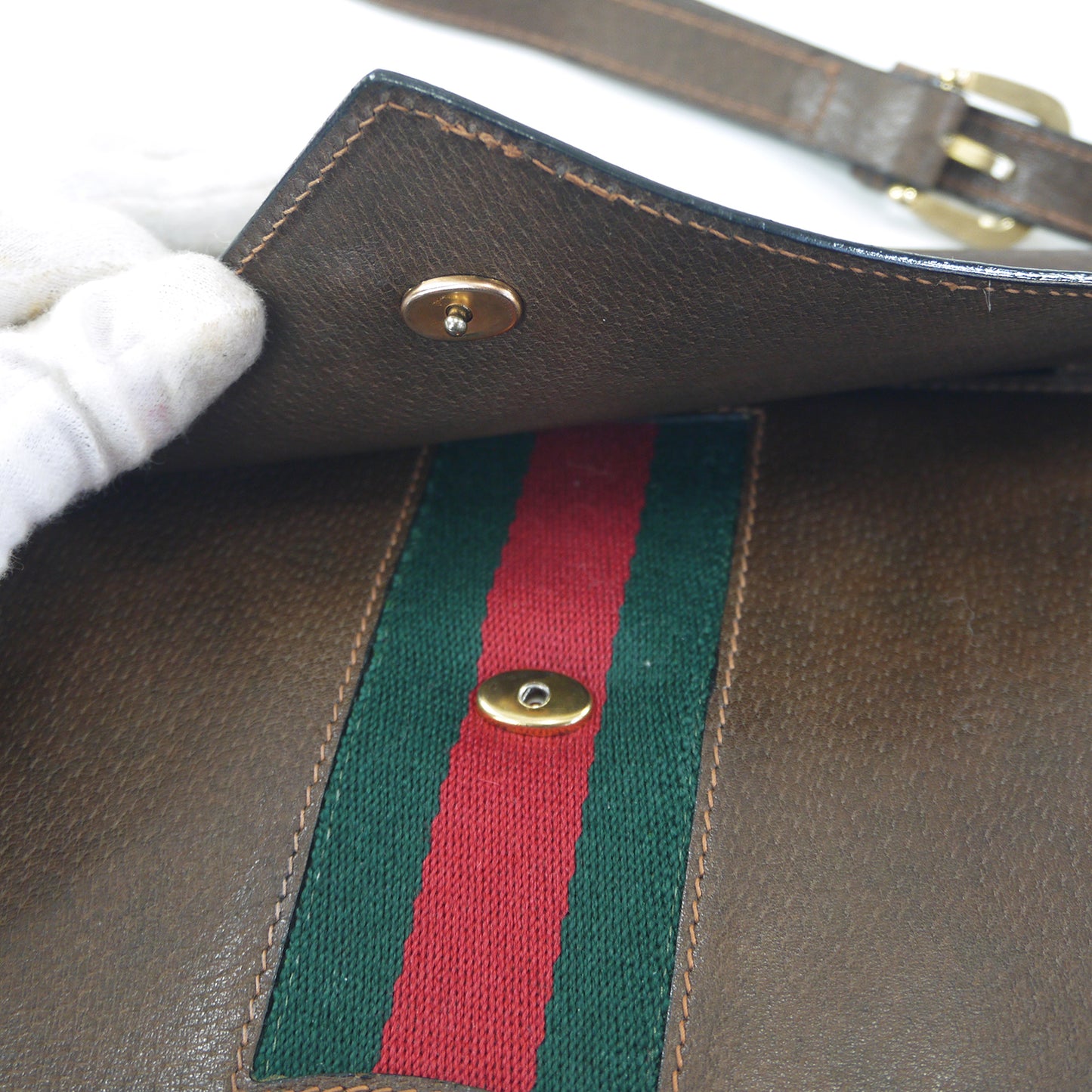 OLD Gucci　ピグスキンレザー シェリーショルダー（茶）