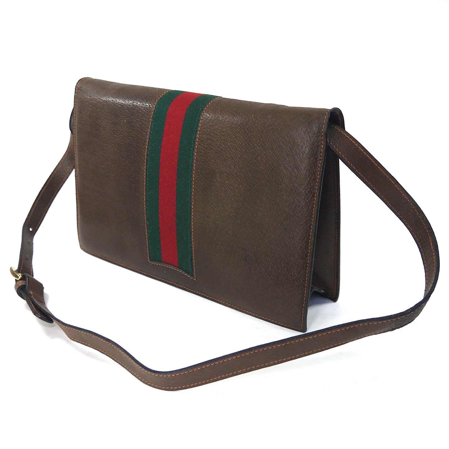 OLD Gucci　ピグスキンレザー シェリーショルダー（茶）