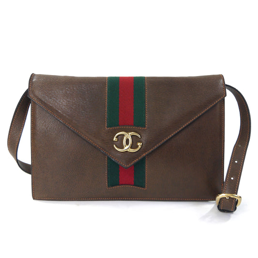OLD Gucci　ピグスキンレザー シェリーショルダー（茶）