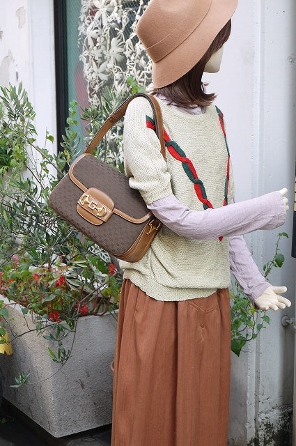 OLD Gucci 70ｓ ジャガード茶ショルダー